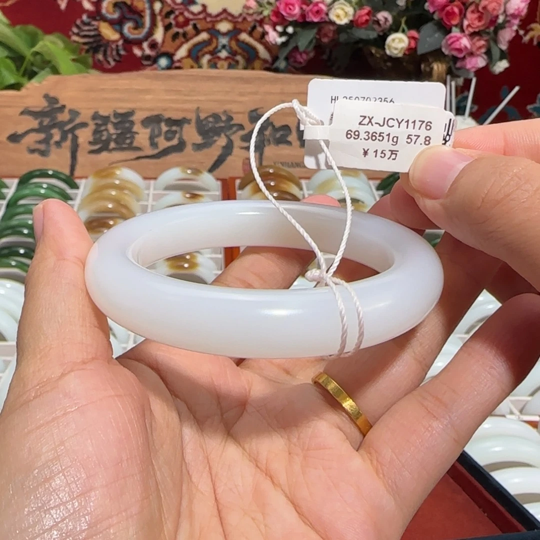 和田玉未镶嵌手镯一级白新疆羊脂白玉手镯 收藏级