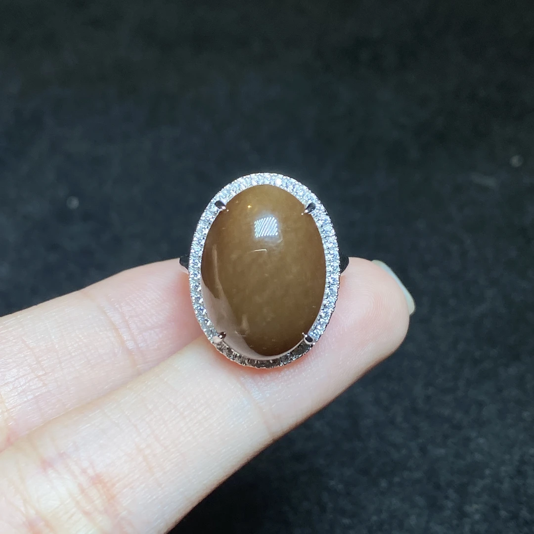 【小北严选】S925银和田玉戒指约12*18mm【多样性发一件】-AH10X952