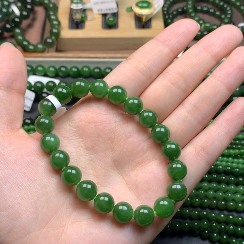 【闪购商品】未镶嵌手串和田玉（碧玉）确****）10m辣绿
