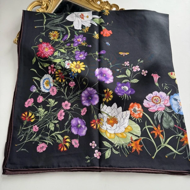 丝纡-- 法式花园 巴拿绸同花异色方巾围巾85cm