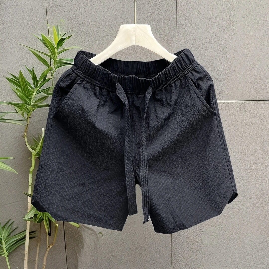 春秋痞帅泡泡纱短裤男款夏季薄款潮牌速干沙滩裤男户外跑步工装裤