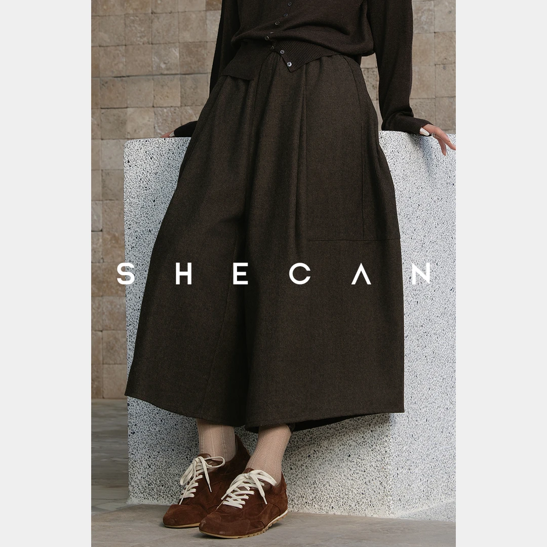 SHECAN【塞纳河畔:裙裤】秋冬新款百搭复古高腰羊毛裙裤L5QC314