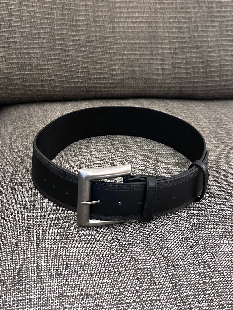 不冷BULENG 金属皮带头层质感时髦复古方扣腰带男女百搭基础款
