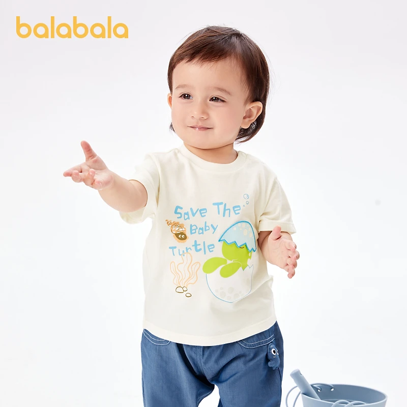 巴拉巴拉婴儿t恤宝宝上衣男童衣服儿童短袖夏装趣味印花可爱萌趣