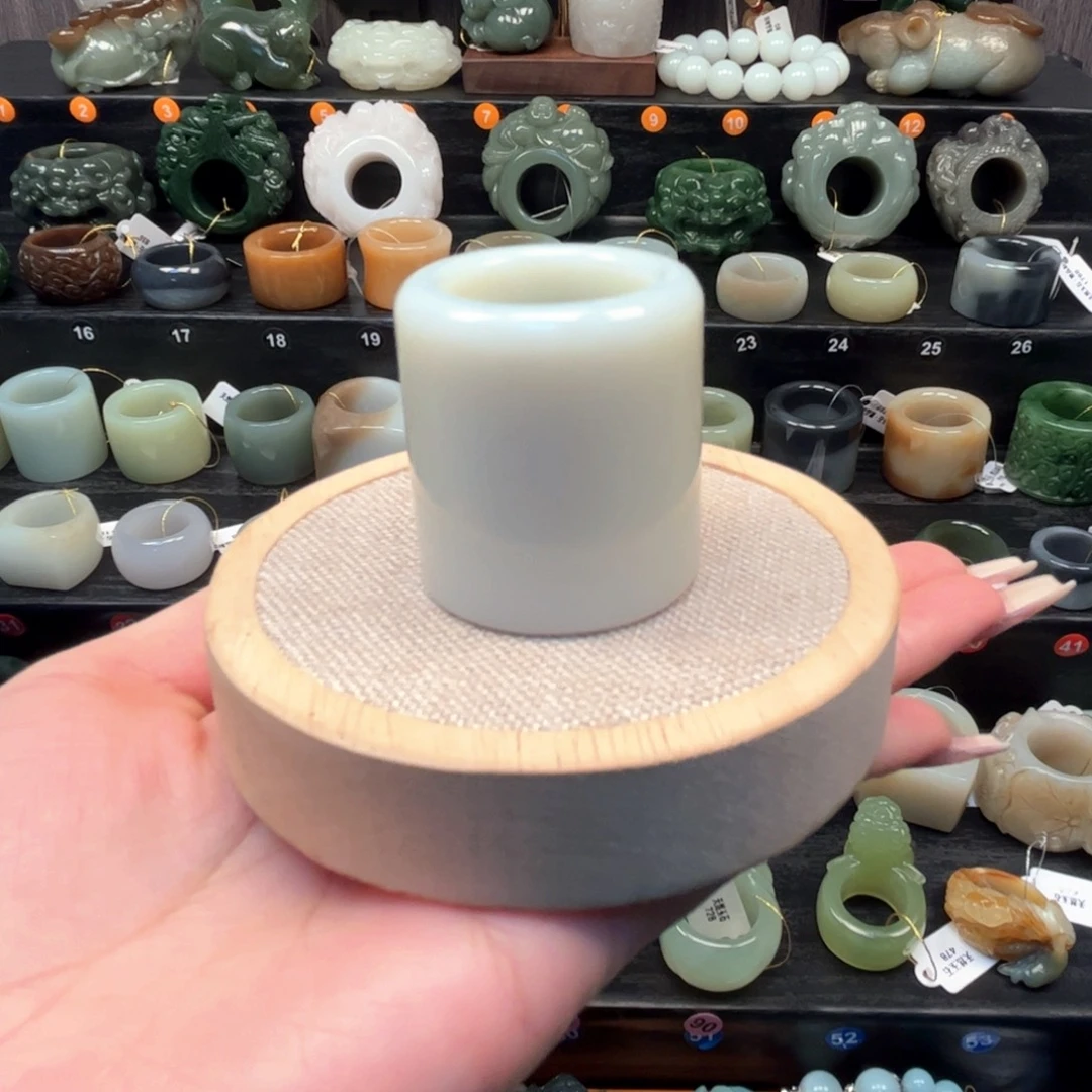 和田玉未镶嵌戒指特价俄白