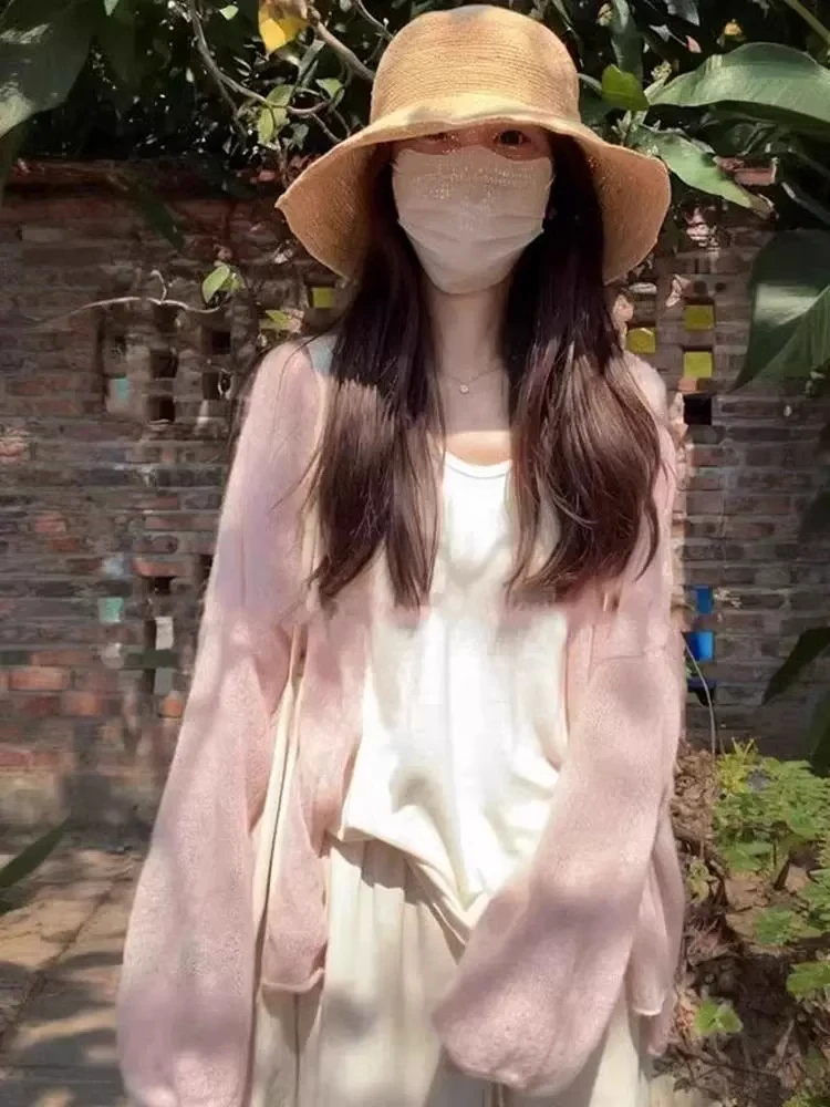 薄款防晒百搭针织开衫外套女夏季宽松慵懒风松弛感外搭空调衫上衣