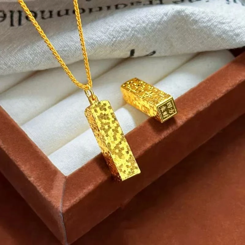 吊坠足银 足银999碎冰吊坠 银砖四方来财