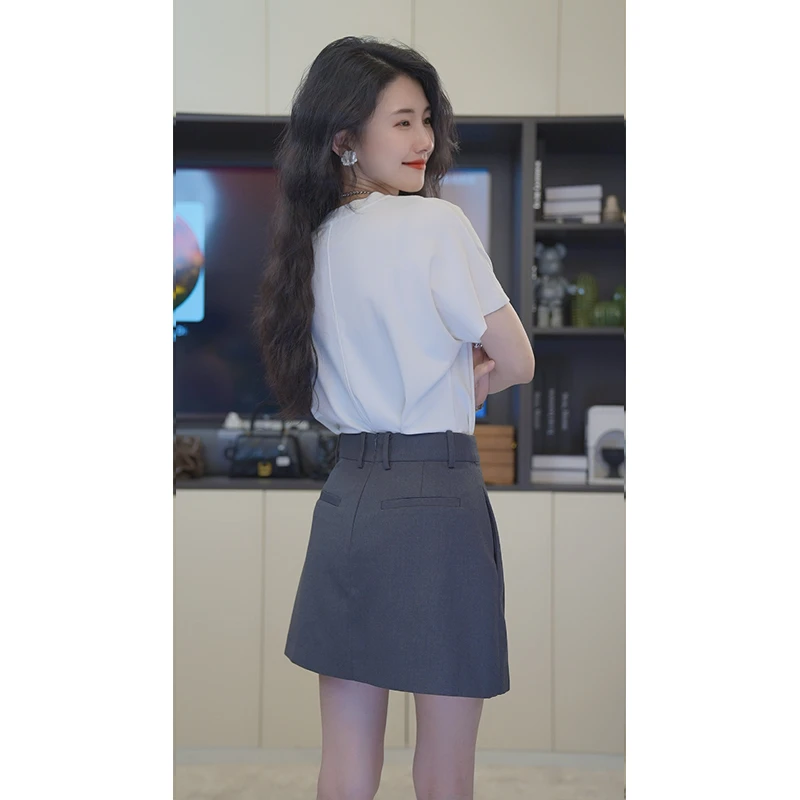 小乖逃双色高级感黑色半裙裙裤显瘦气质高腰半裙拉达休闲587