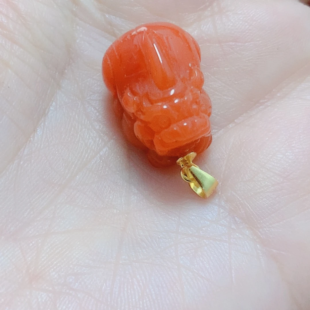 南红玛瑙银S925镶嵌吊坠(不含链)
