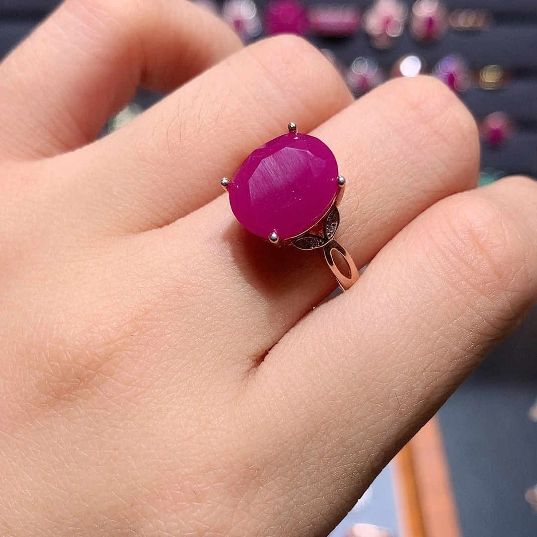 红宝石戒指银S925镶嵌