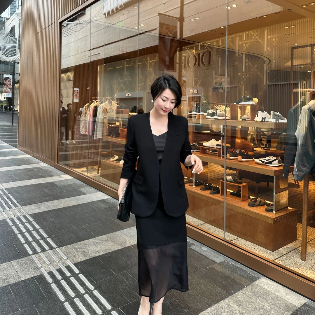 醋酸羊毛网纱拼接显瘦百搭半身裙M063