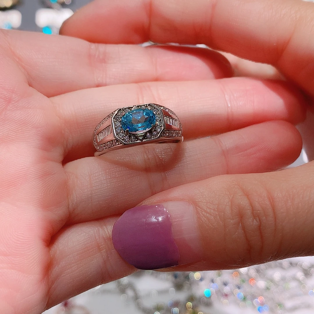 银S925镶嵌戒指托帕石