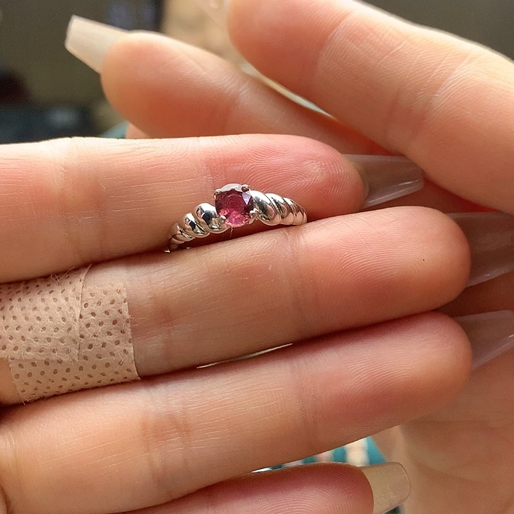 碧玺戒指银S925镶嵌纯天然