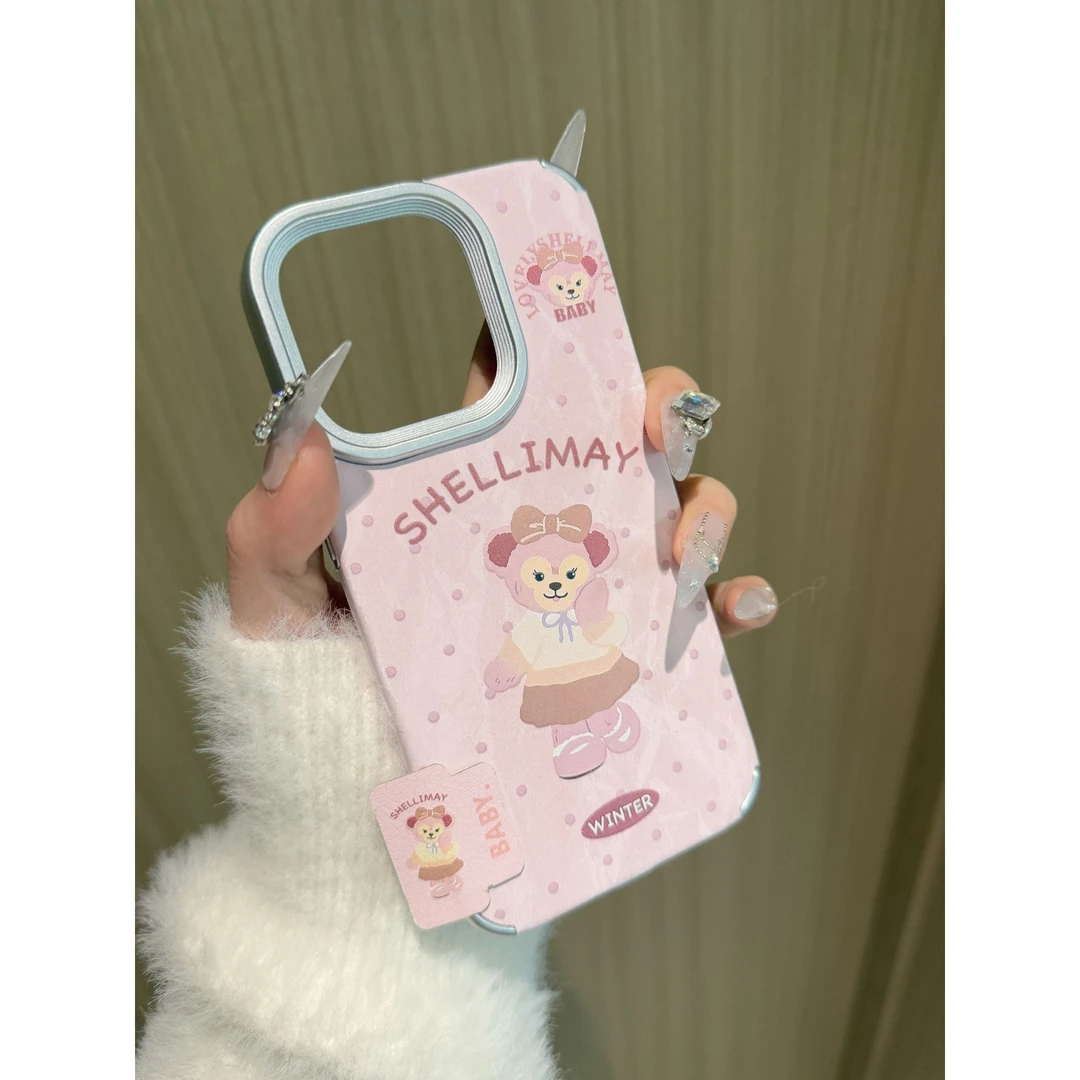 粉色雪莉玫标签适用苹果16promax/15/14手机壳华为vivo小米oppo女