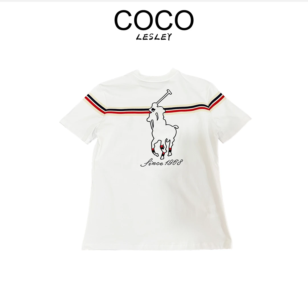 【COCO LESLEY】男士t恤短袖刺绣拼接织带高级感男装轻奢痞帅男装