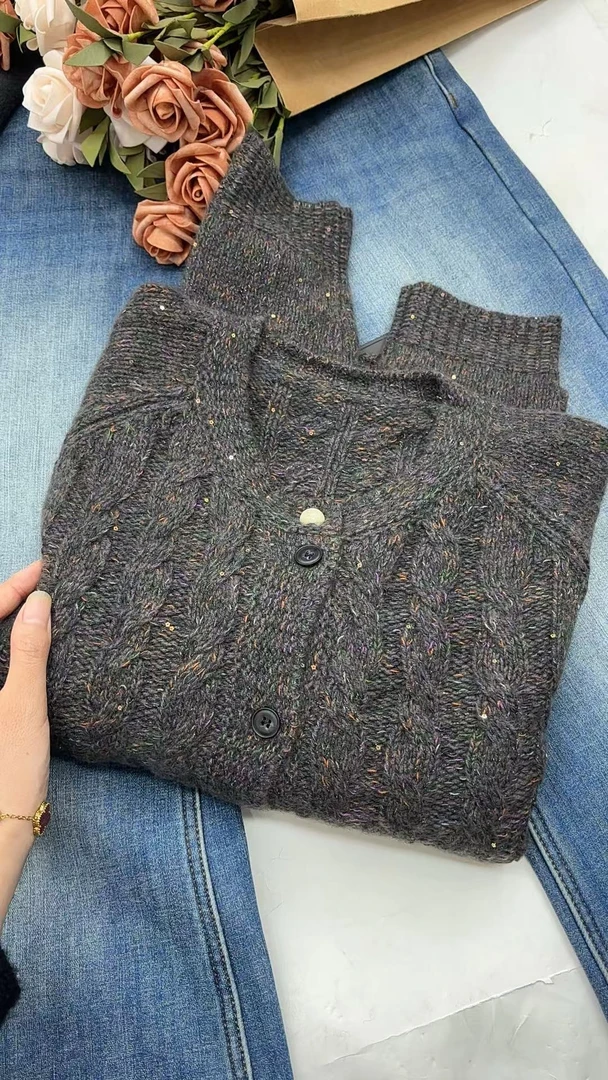 （静静家）秋冬韩版气质亮片麻花短款针织开衫早秋 新选f1740小香风