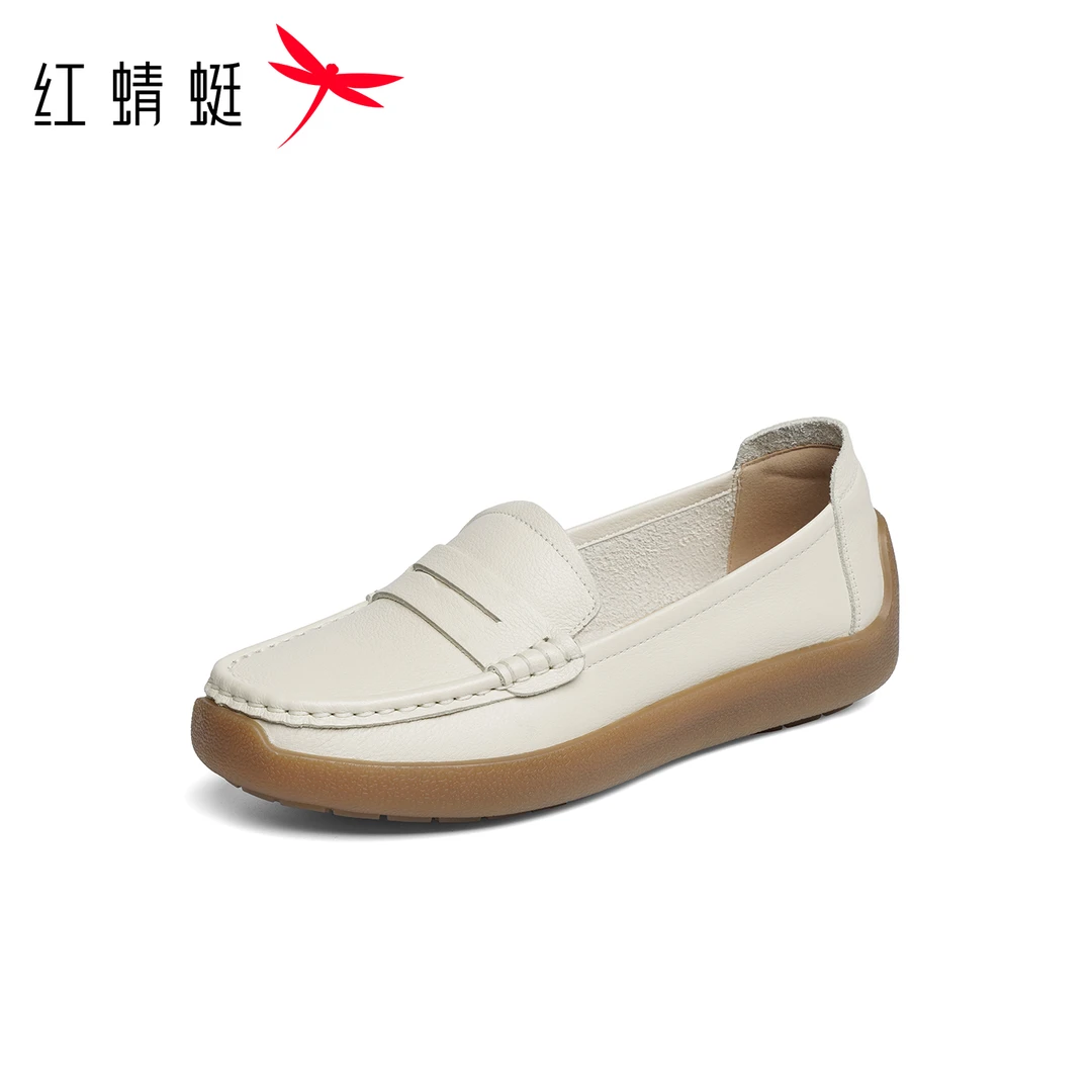 红蜻蜓妈妈单鞋2025秋季新款女鞋真皮软底中老年鞋子舒适护士皮鞋