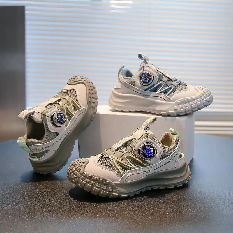 ABC男童凉鞋2025新款夏季镂空儿童鞋子包头中大童男孩运动单网鞋