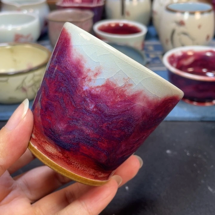 摆件钧瓷玉石釉斗笠杯