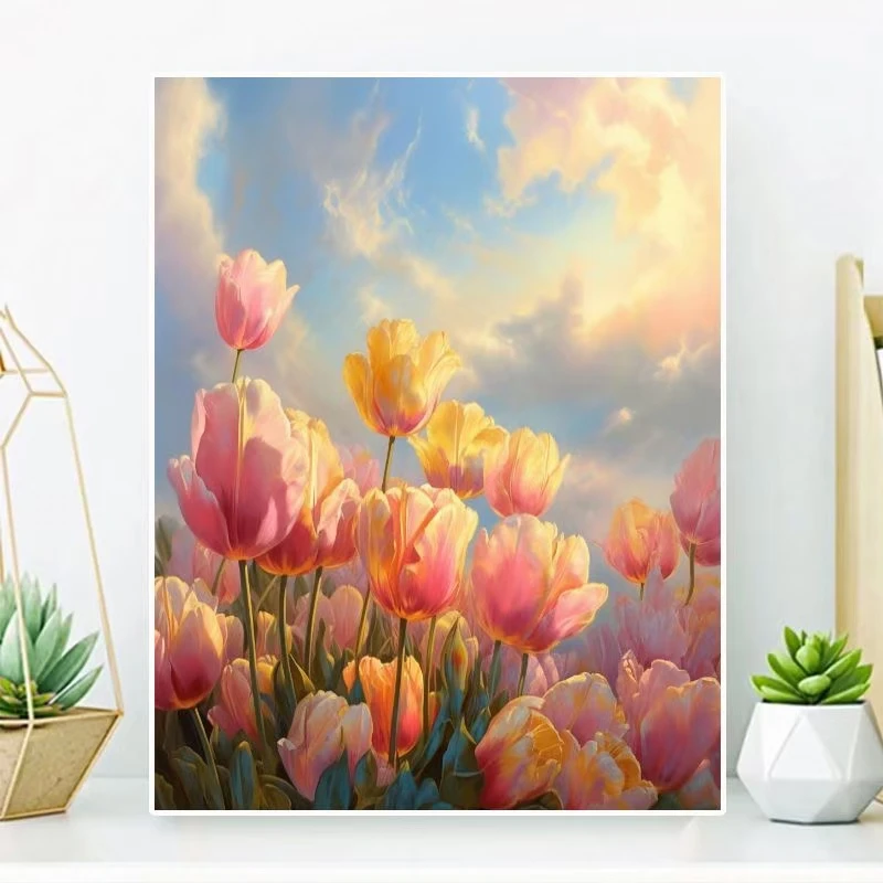 郁金香 （六款可选）蒙娜丽莎十字绣套件阳光精准温馨图纸印花图案