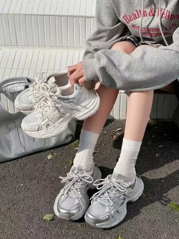 米家 2025轻透气软单网厚底百搭老爹鞋女20-598