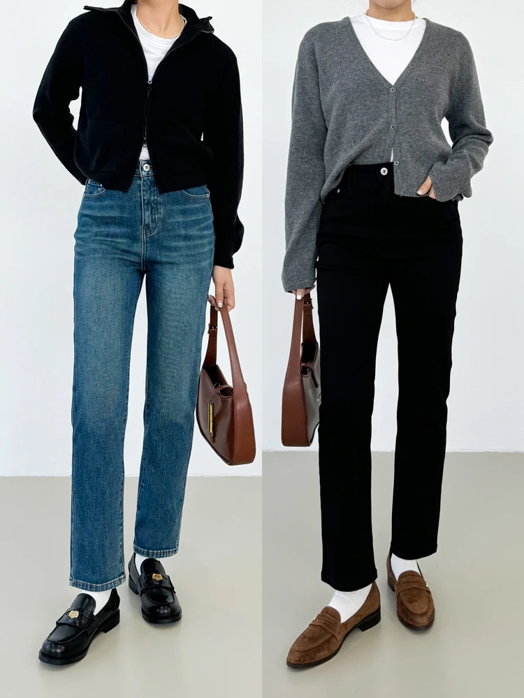 【断码福利】3欧货2024秋冬显瘦高腰牛仔裤女