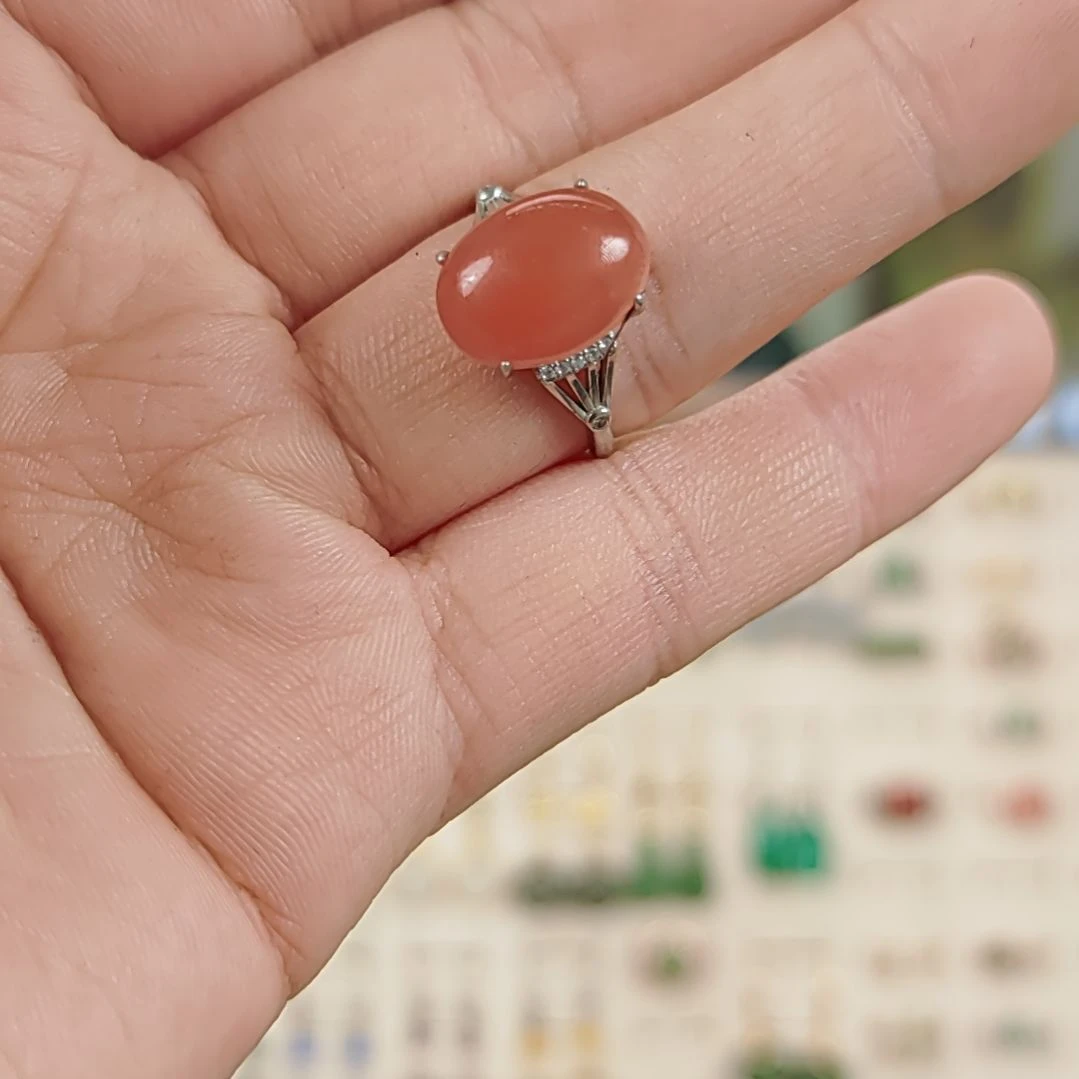 南红玛瑙戒指/指环银S925镶嵌