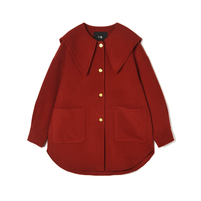 54EU1E0014中长款双面尼大衣女2025冬