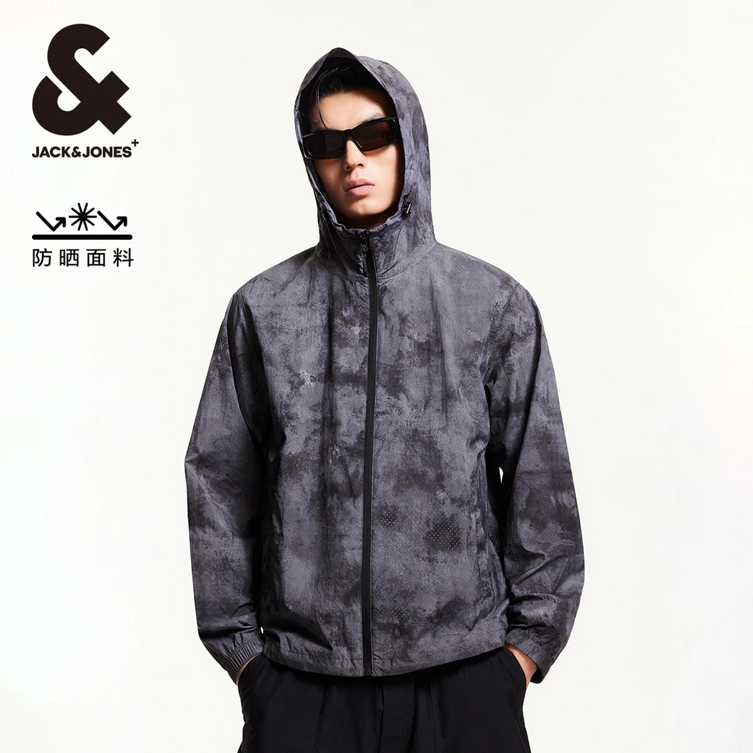 杰克琼斯秋新款男士连帽长袖防晒服夹克舒适简约百搭反光潮流男装