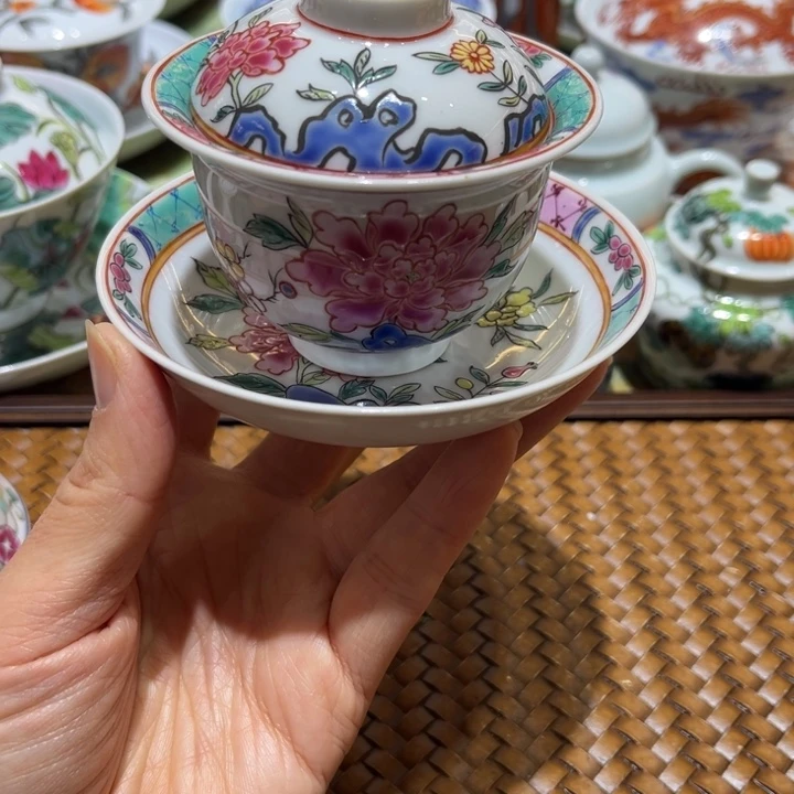 手绘茶杯盖碗陶瓷