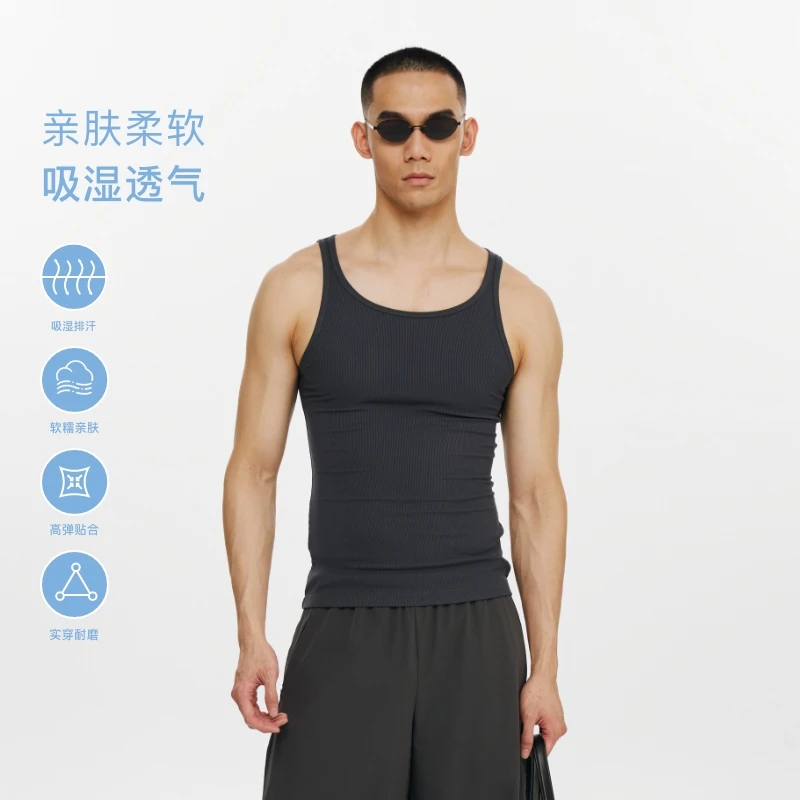 Oneup细肩带螺纹弹力运动背心柔软透气高弹背心肌肉训练薄而不透