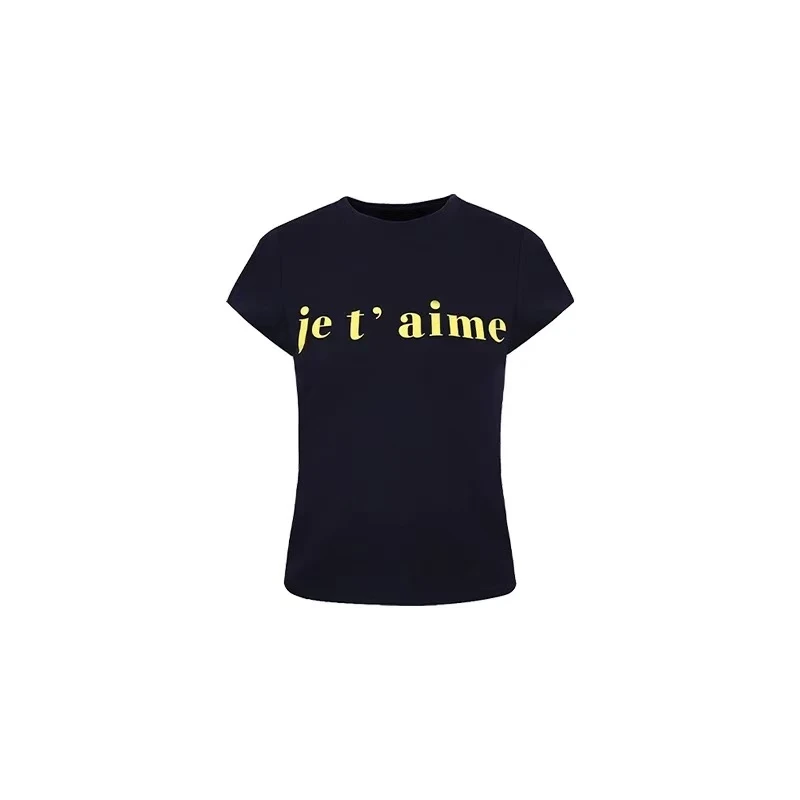 徐秋阳 蓝金报刊（常规版型）春季新款百搭时尚休闲显瘦短袖12515