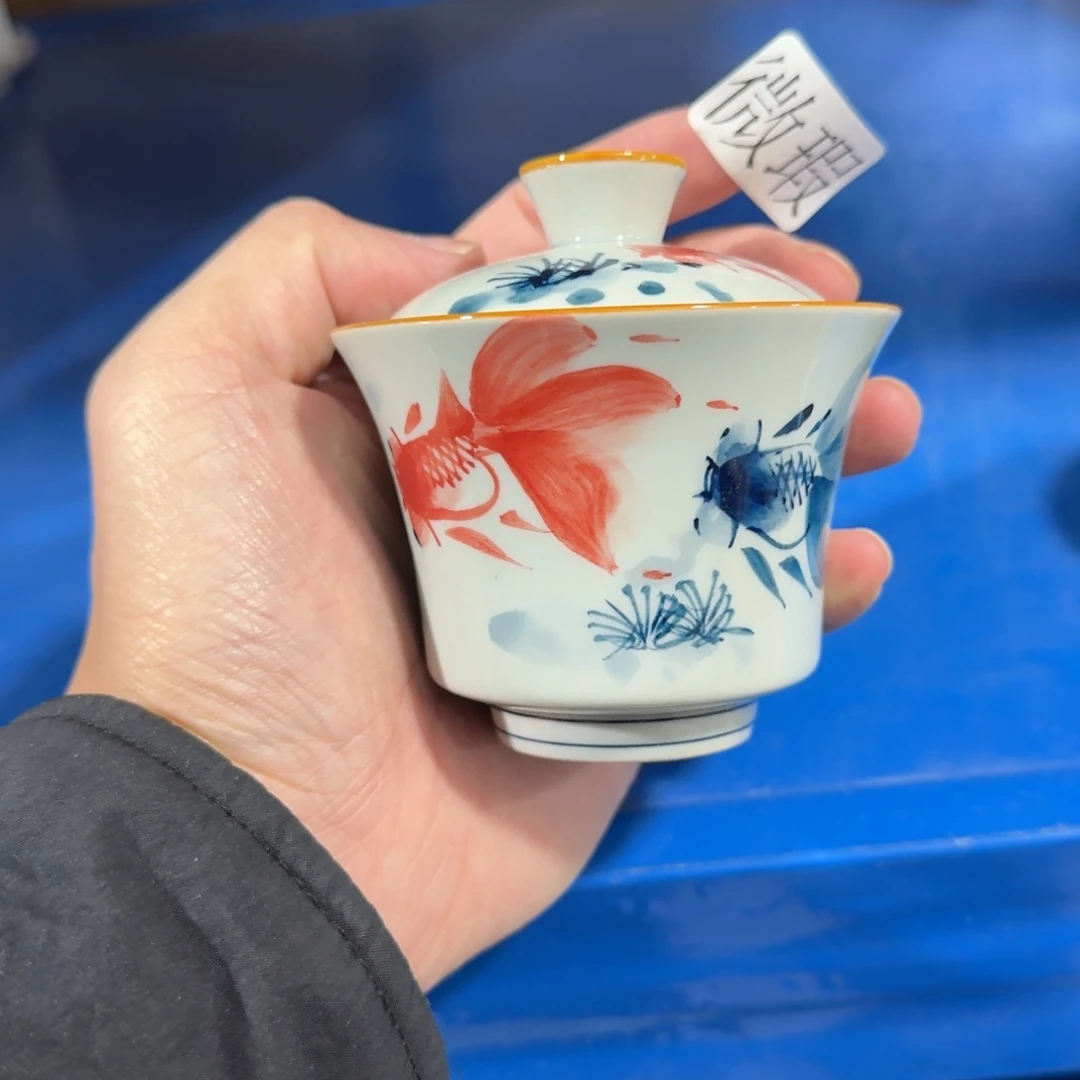 釉下手绘茶具微瑕