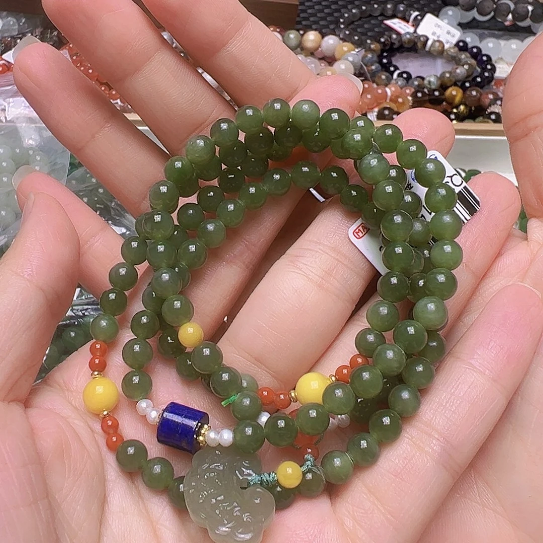 手链未镶嵌和田玉（碧玉）多样性发一