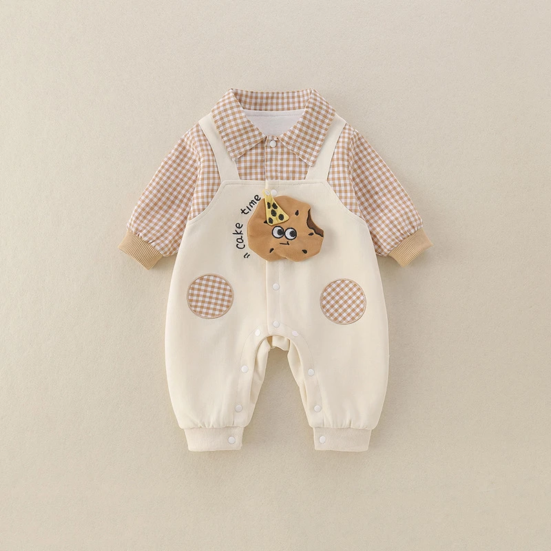 春秋季婴儿衣服新款新生宝宝连体衣满月百天超萌外出哈衣爬服