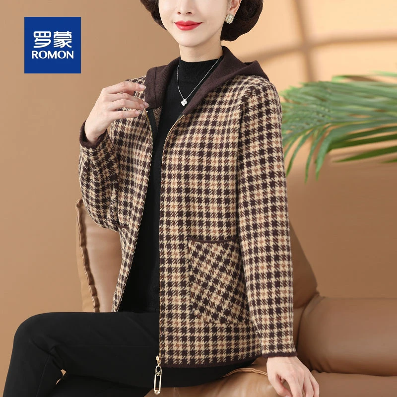 罗蒙中年女装妈妈春秋装短款外套上衣中老年女士时尚洋气夹克风衣