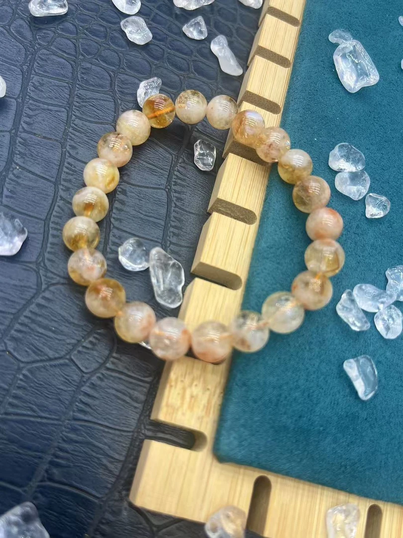 《永顺水晶》8mm黄塔晶手串男女黄水晶手链礼物礼盒实物图
