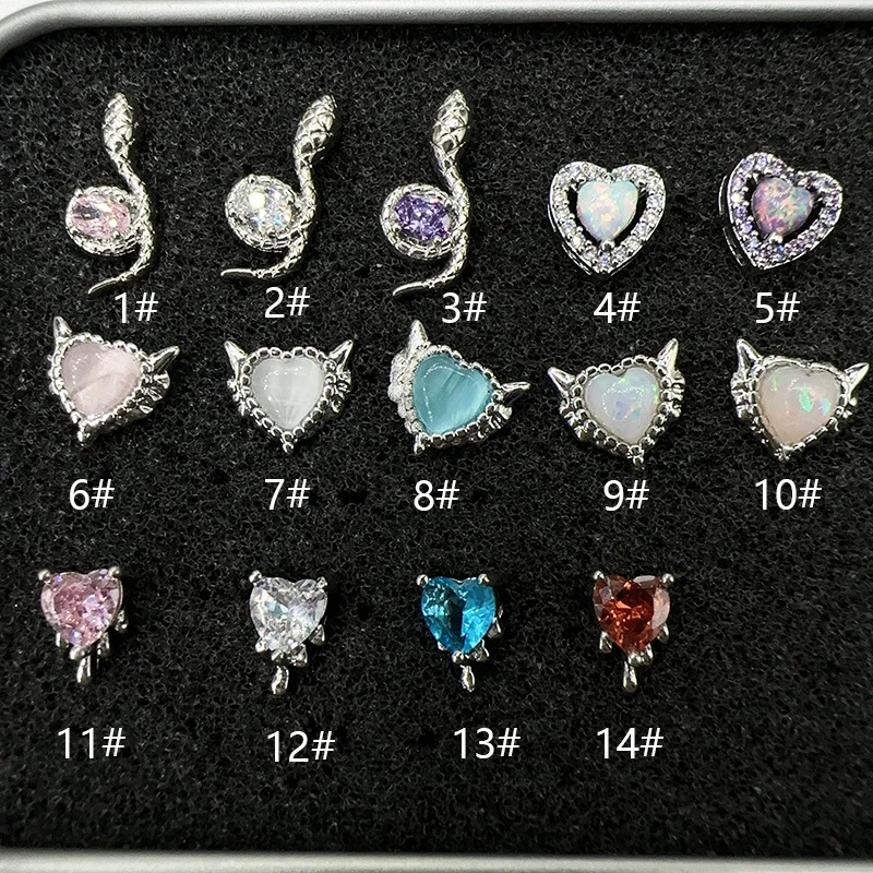 合金锆石耳饰 【三单包邮】1.2外螺旋耳骨钉四系列