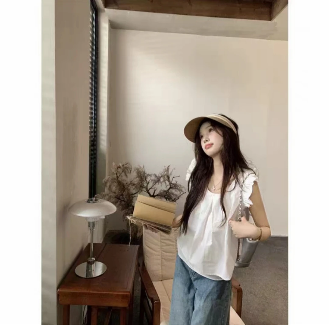显瘦短款飞飞袖上衣2593