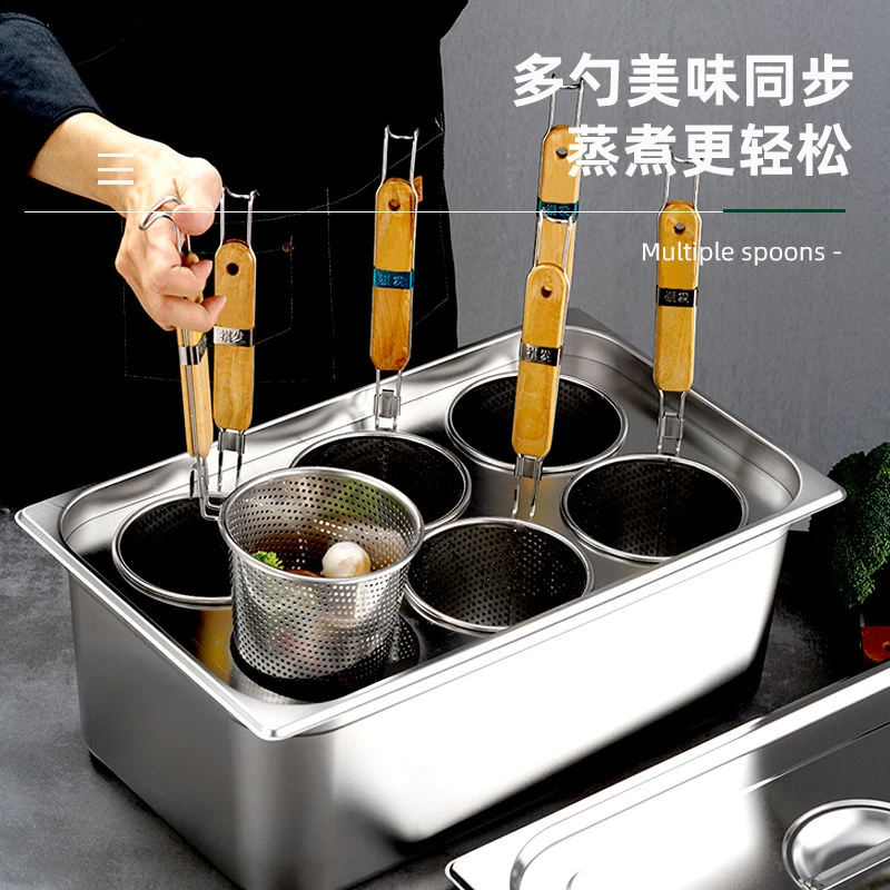 商用摆摊方形盆麻辣烫锅汤粉锅煮面锅虾滑饺子锅油炸锅煤气