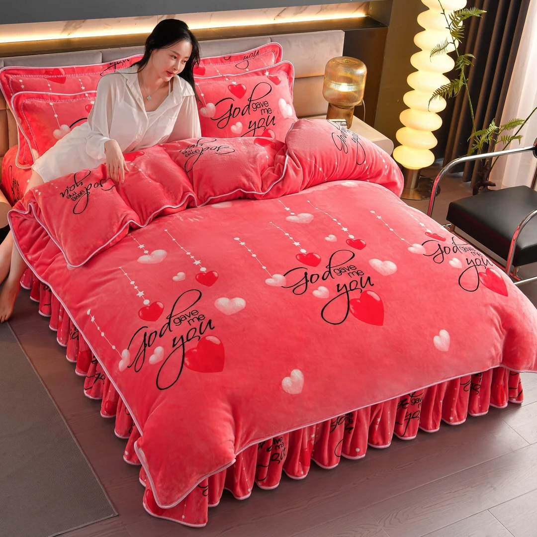 新款【9--10斤】超厚牛奶绒四件套 双面绒 不退色 不起球 不缩水