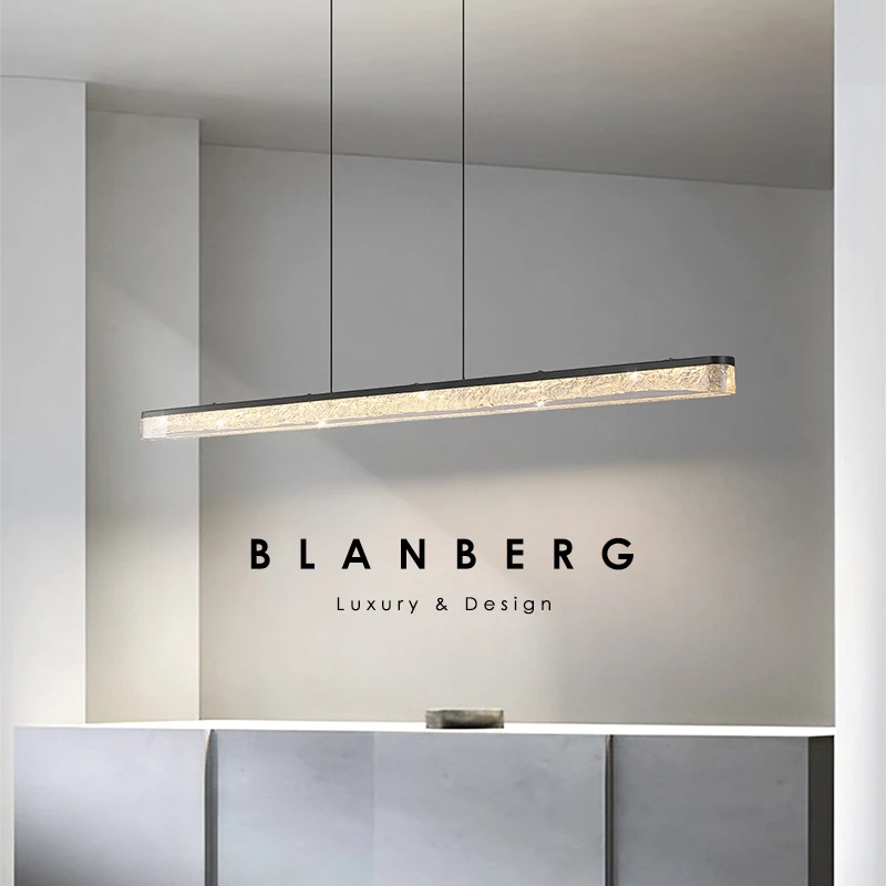 意式极简吊灯一字长条餐厅水晶现代简约厨房吧台轻奢岛台饭厅灯具