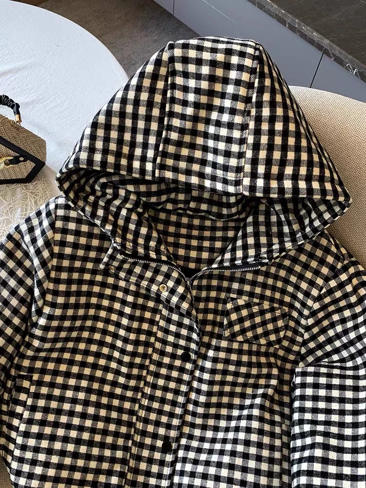 冬季棉服格子时尚复古棉服