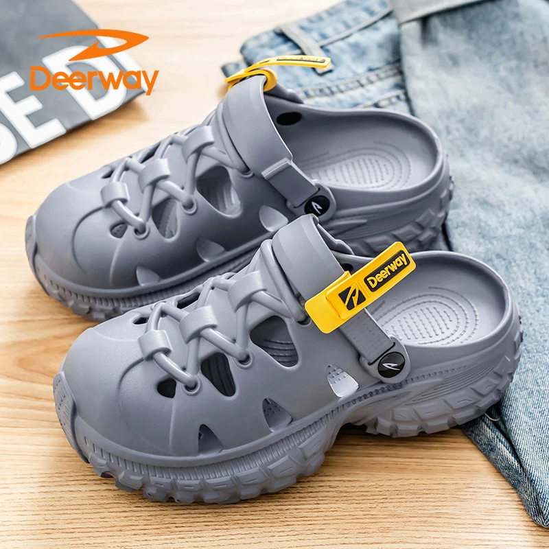 德尔惠洞洞鞋男秋季新款休闲户外沙滩鞋凉拖两用外穿厚底踩屎感