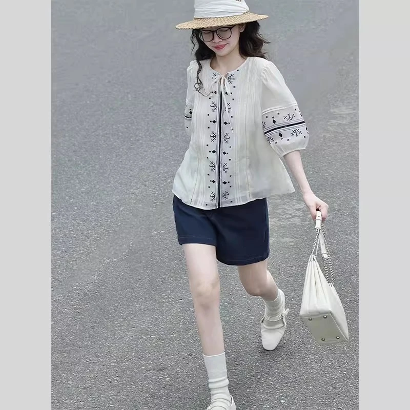 知性风女装国风小香风气质复古时尚衬衫2025夏季新款洋气衣服上衣