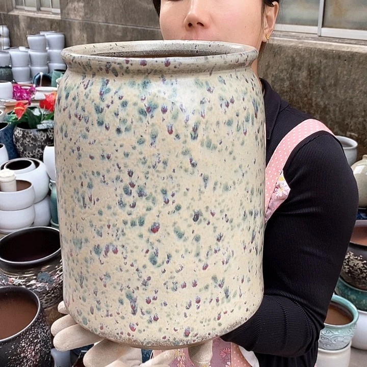 紫砂花盆瑕疵口17高26