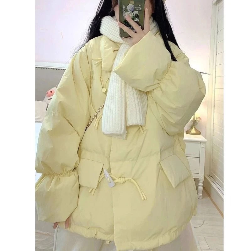 棉服女2025年新款冬季外套韩系奶呼呼羽绒棉衣学生牛角扣棉袄