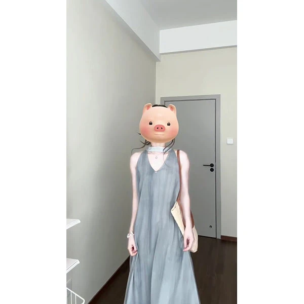 法式高级感巨好看挂脖连衣裙子女夏季2025新款海边度假风V领长裙