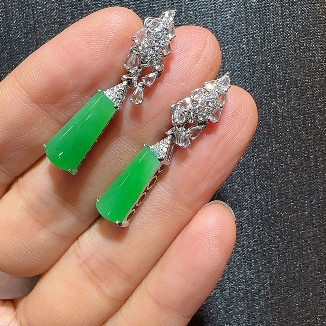 翡翠18K金镶嵌耳饰耳环