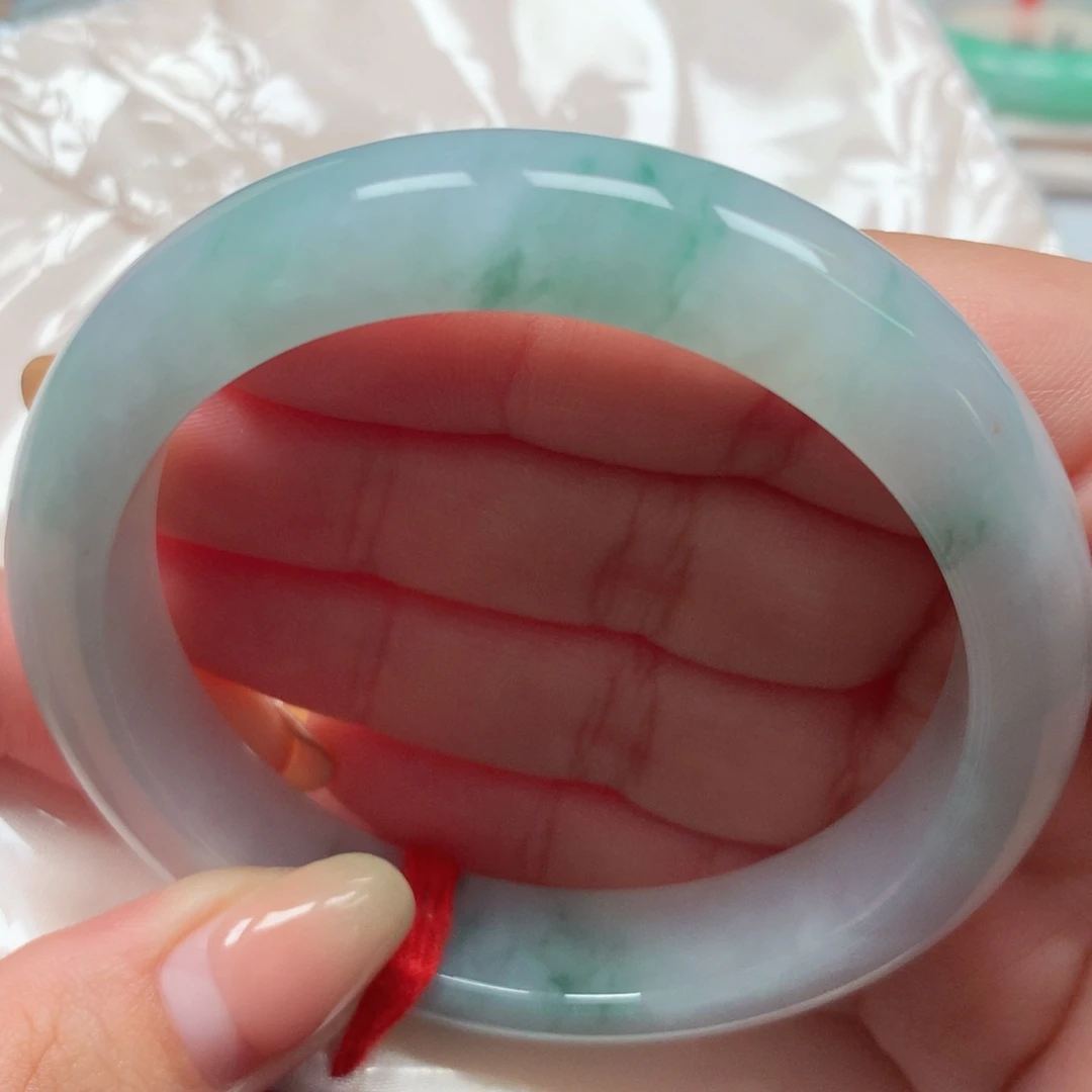 翡翠未镶嵌手镯8冰胶蓝花